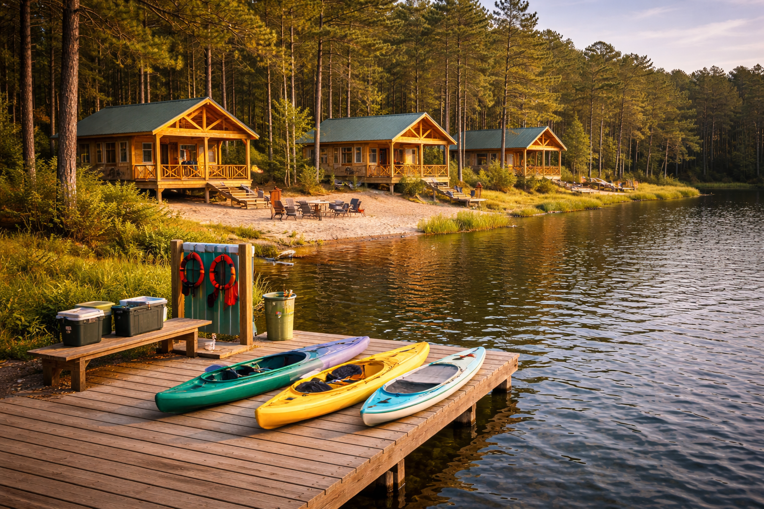 Future cabin expansion banner at Sparks Lake Resort