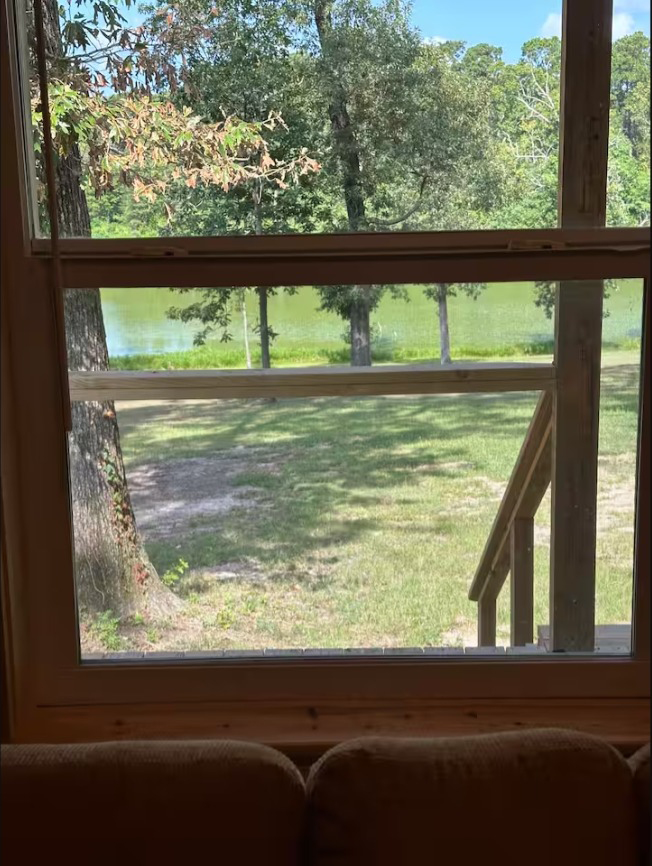 View from Lumberjack Cabin porch at Sparks Lake Resort