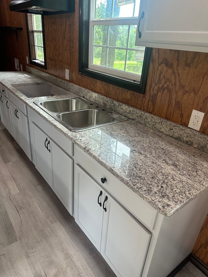 Wolf Cabin kitchen and interior at Sparks Lake Resort